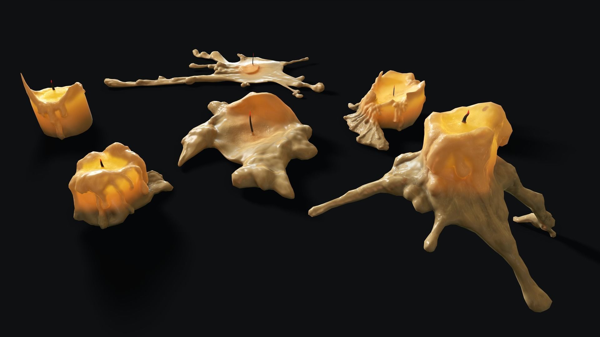 Large Candles Collection Low-poly 3D model_5