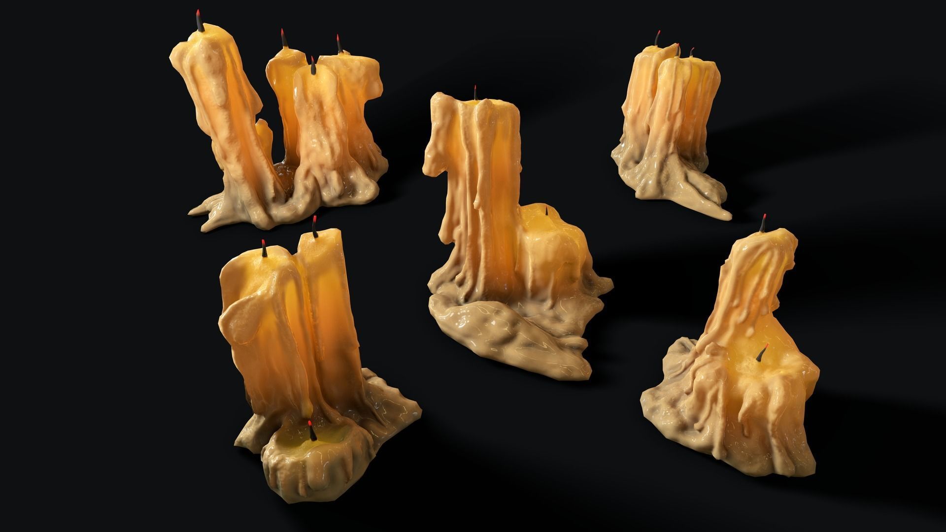 Large Candles Collection Low-poly 3D model_21