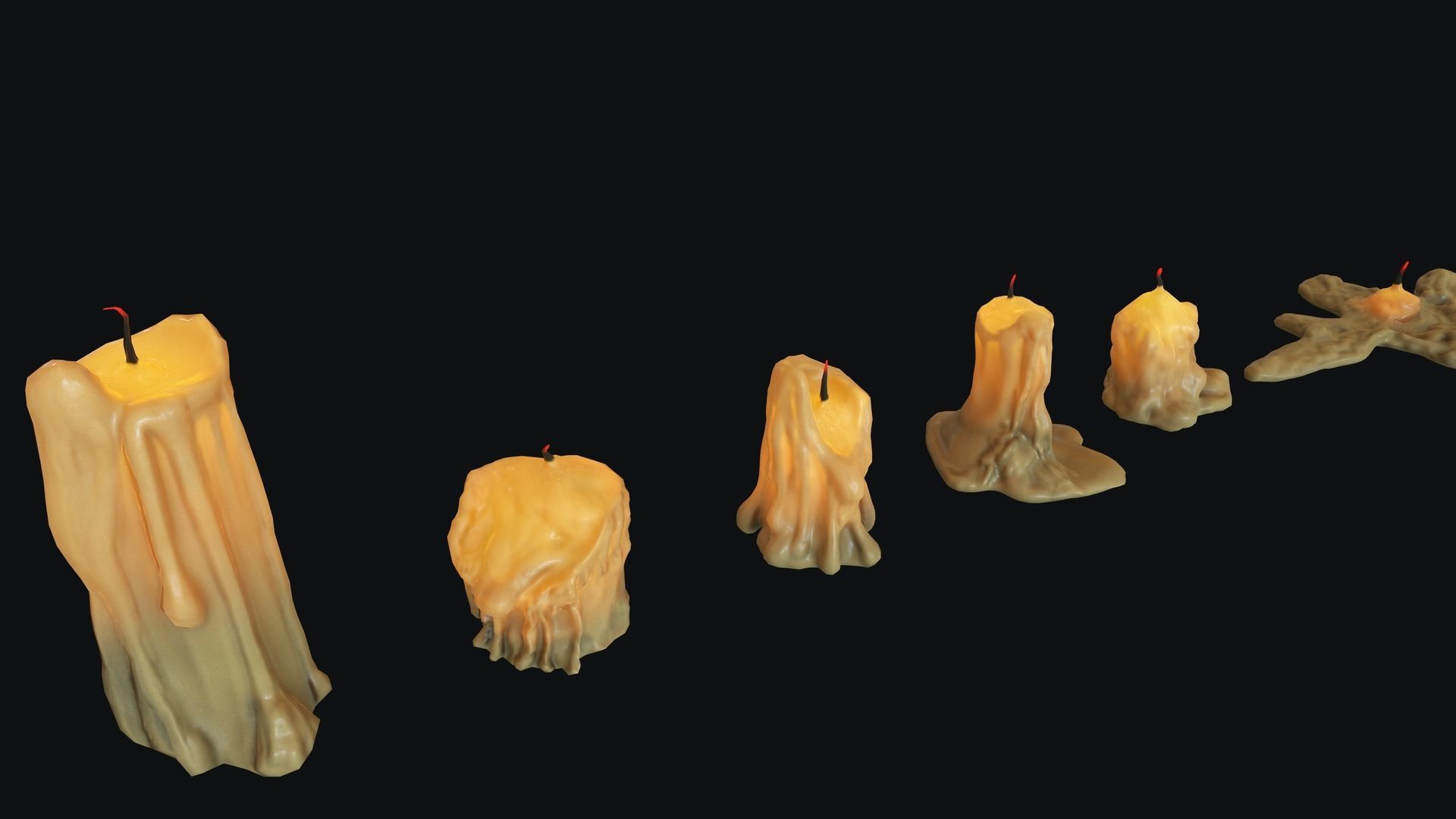 Large Candles Collection Low-poly 3D model_15