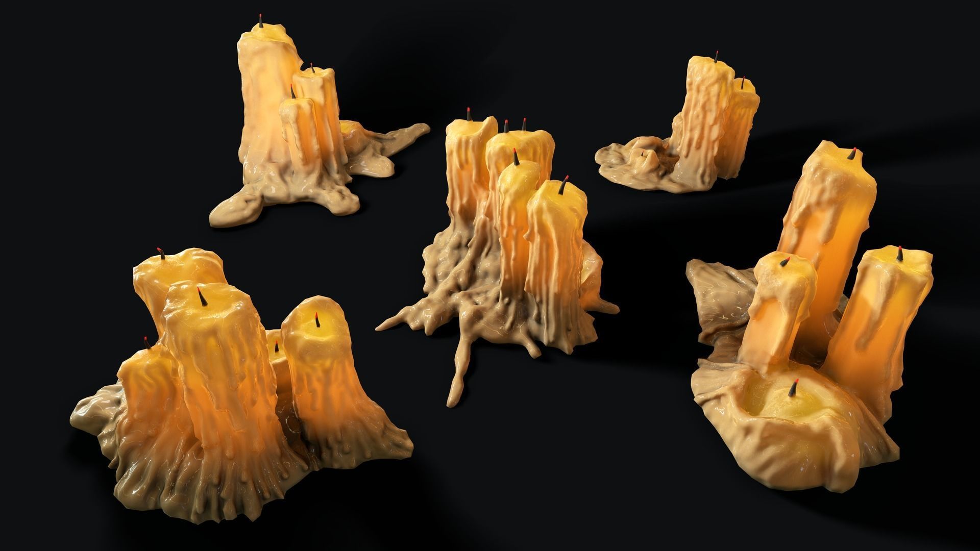 Large Candles Collection Low-poly 3D model_23