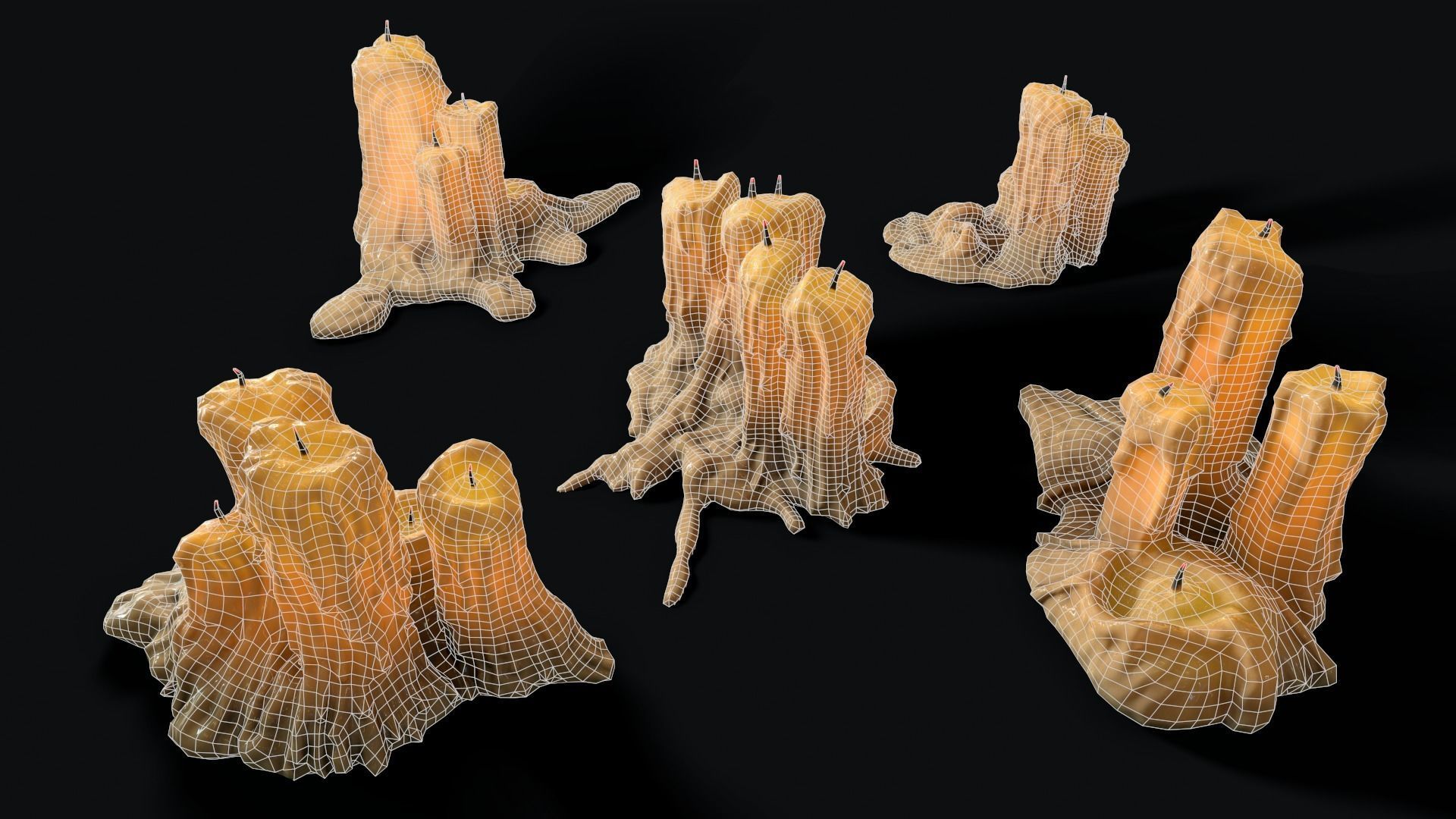 Large Candles Collection Low-poly 3D model_35