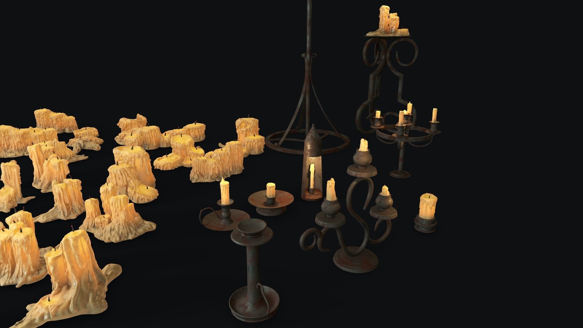 Large Candles Collection Low-poly 3D model_25