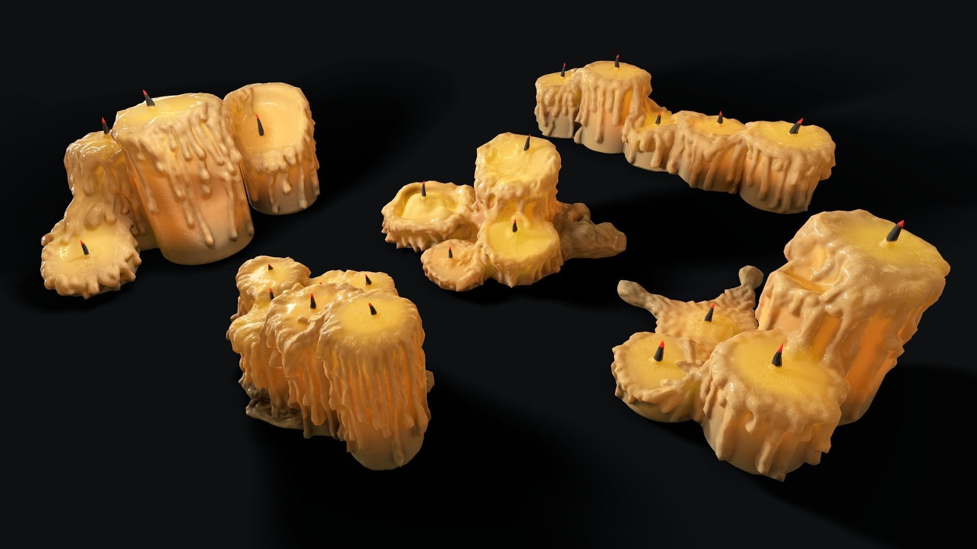 Large Candles Collection Low-poly 3D model_19