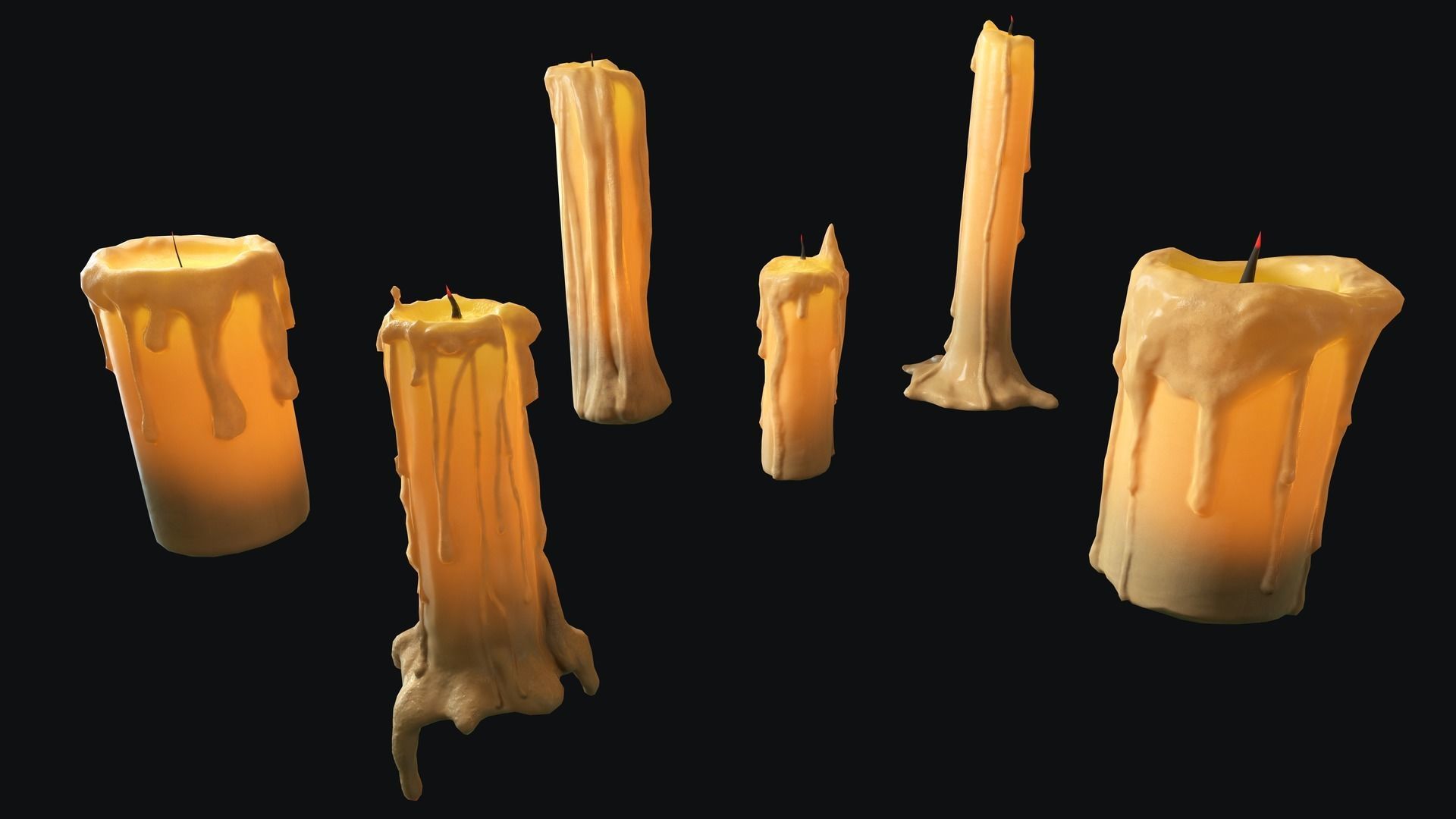 Large Candles Collection Low-poly 3D model_6