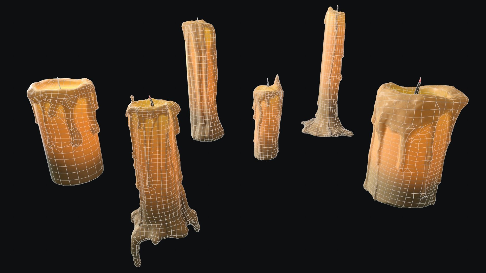 Large Candles Collection Low-poly 3D model_33