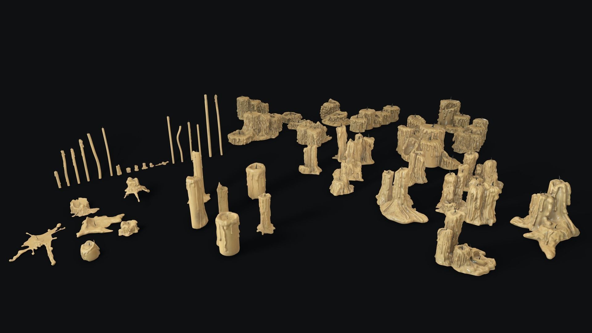 Large Candles Collection Low-poly 3D model_3