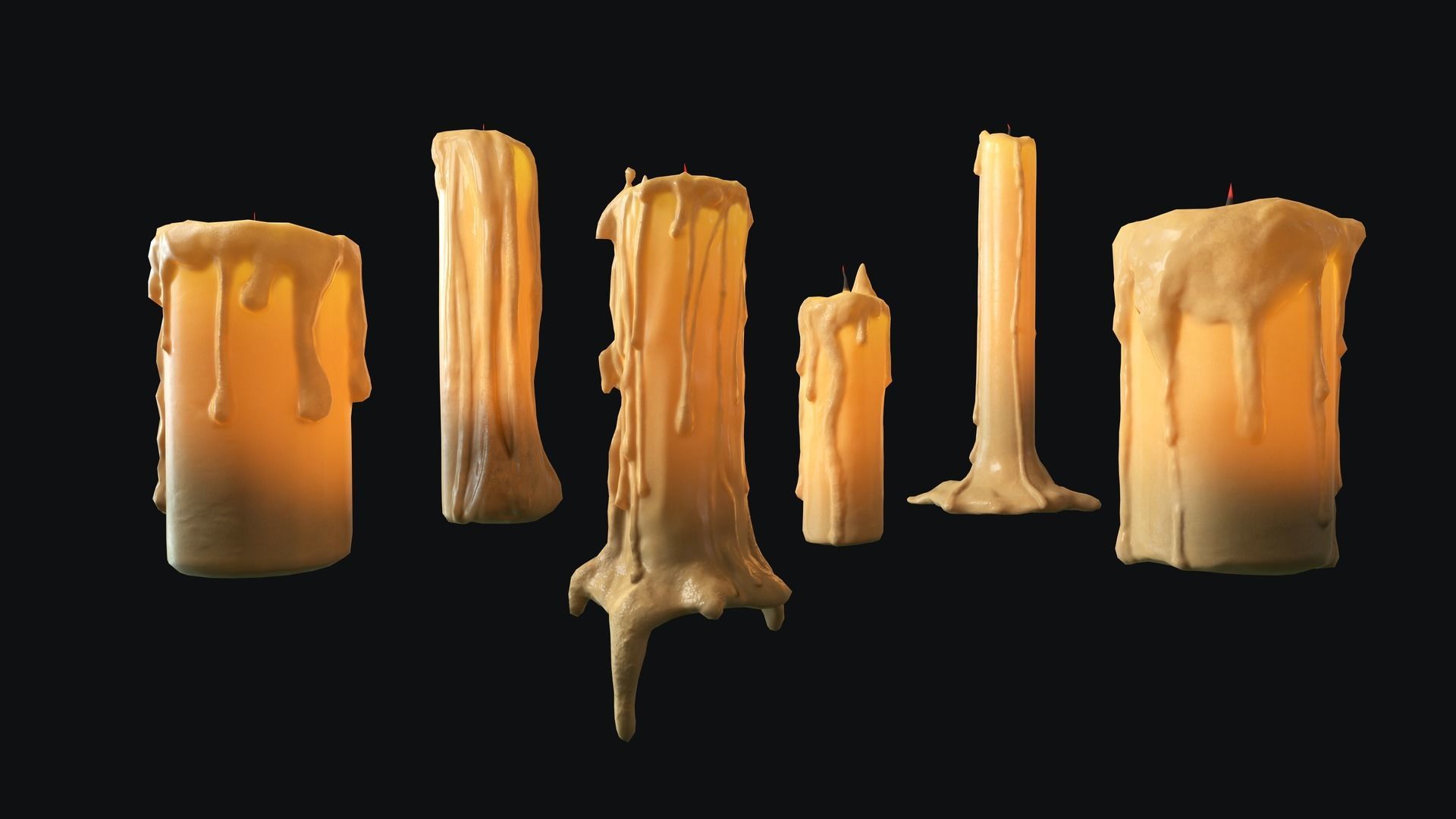 Large Candles Collection Low-poly 3D model_9