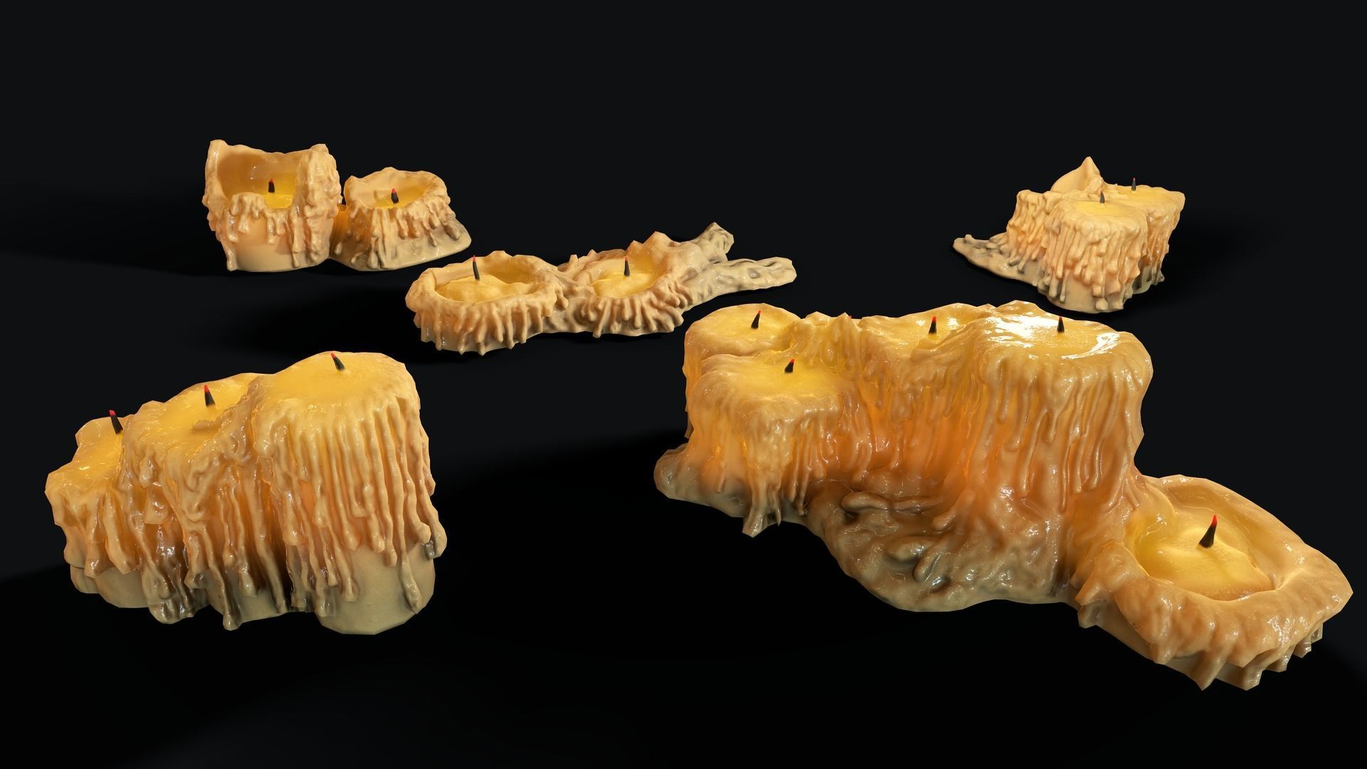 Large Candles Collection Low-poly 3D model_18