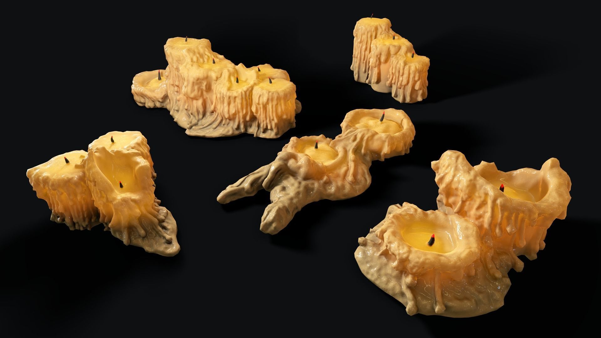 Large Candles Collection Low-poly 3D model_17