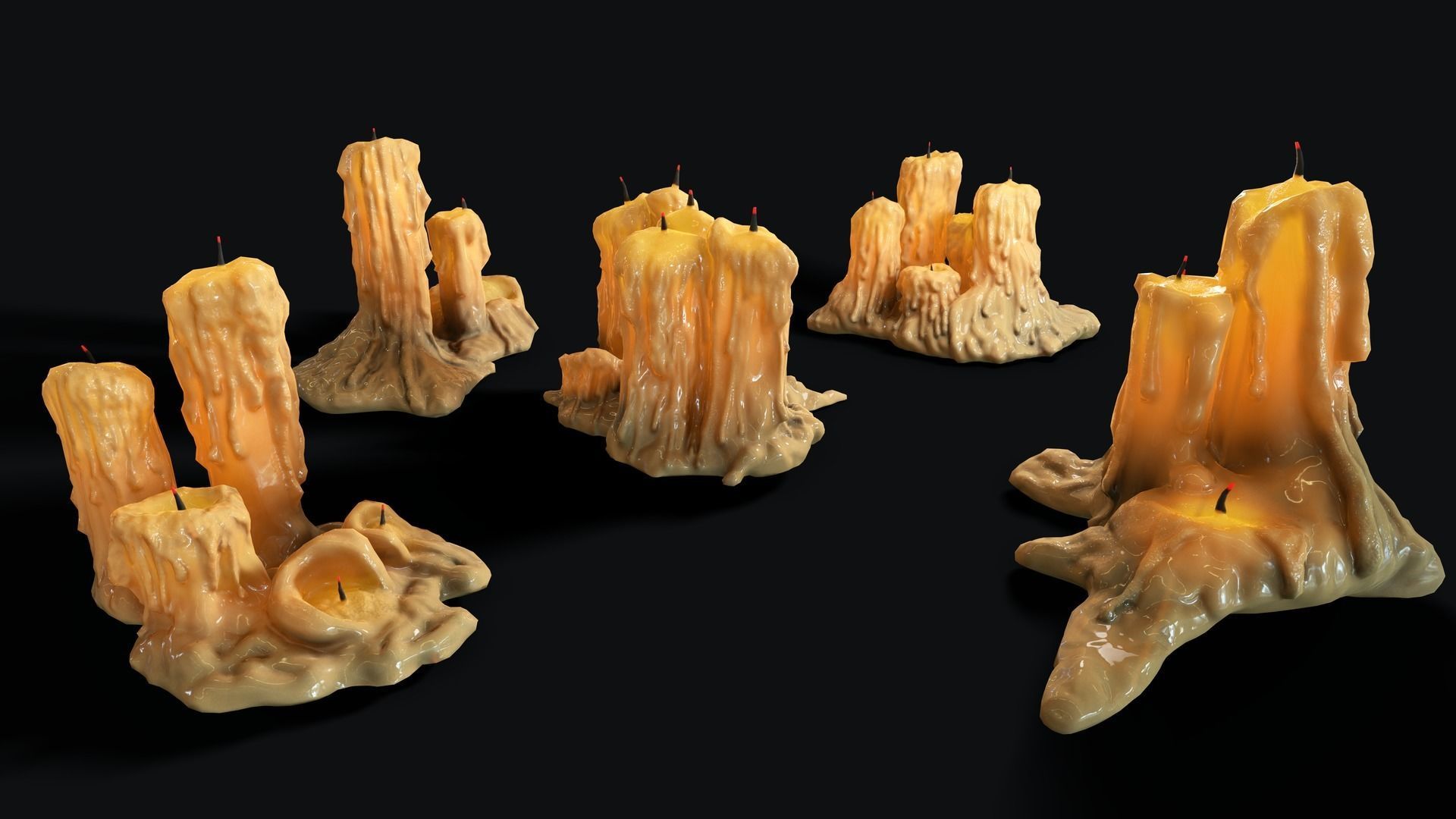 Large Candles Collection Low-poly 3D model_16