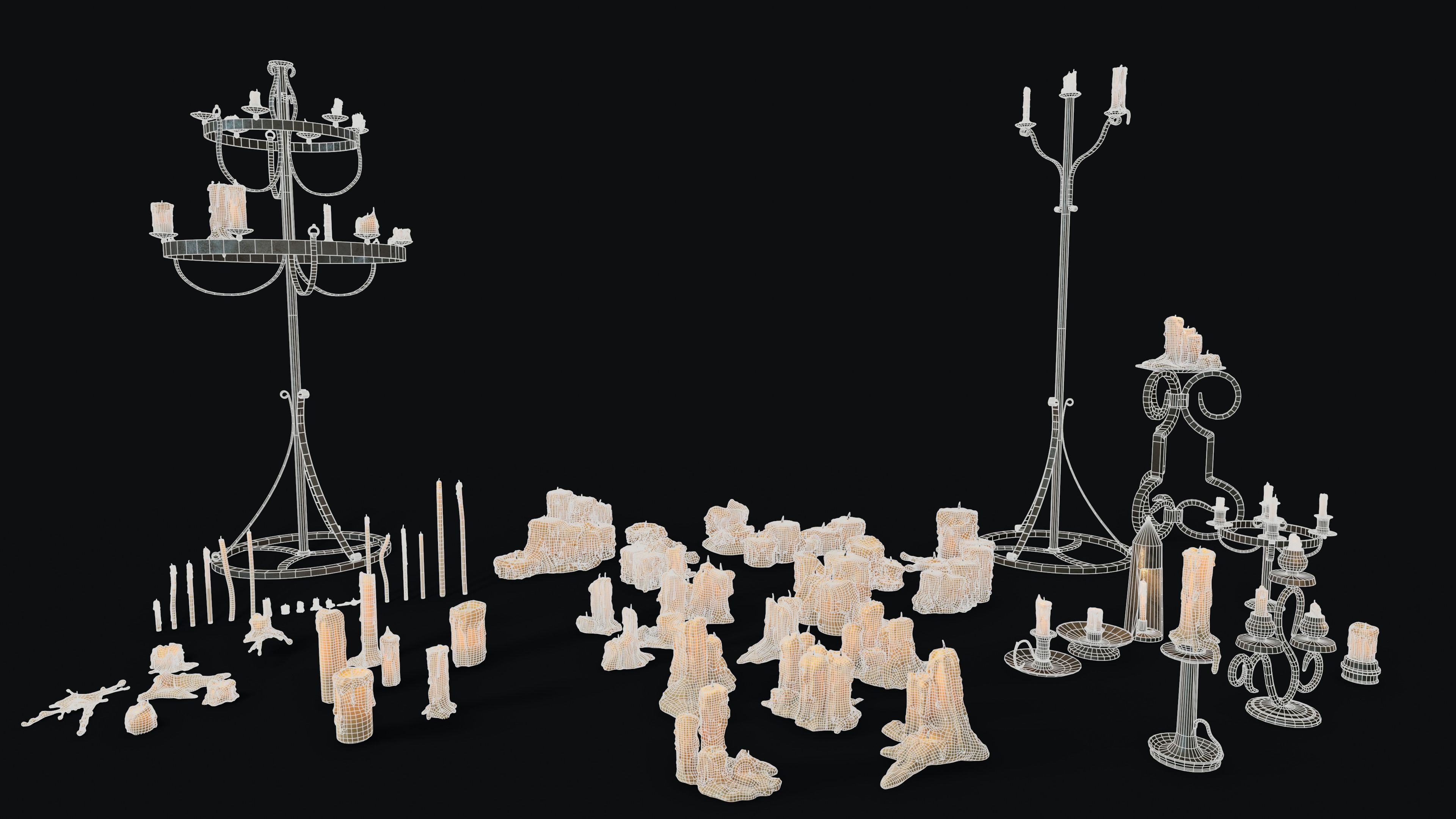 Large Candles Collection Low-poly 3D model_42