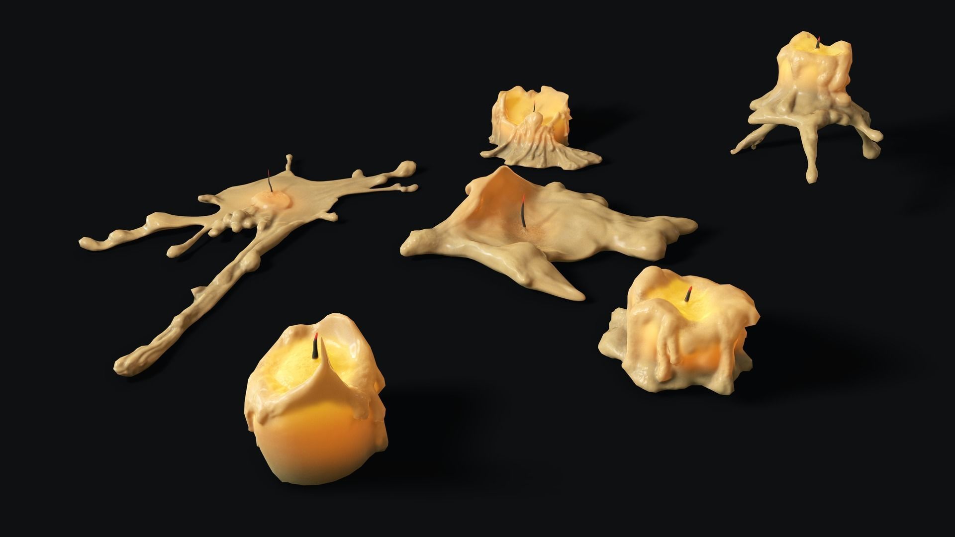 Large Candles Collection Low-poly 3D model_4