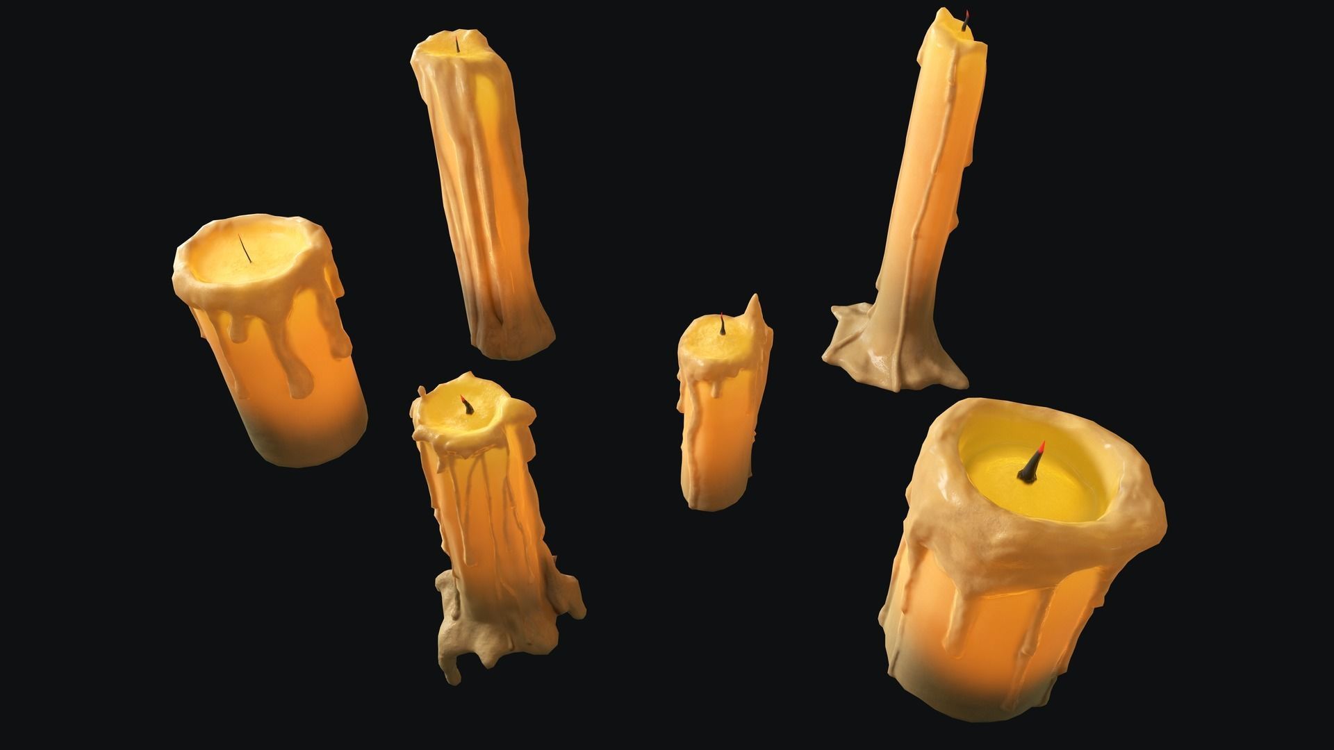 Large Candles Collection Low-poly 3D model_7