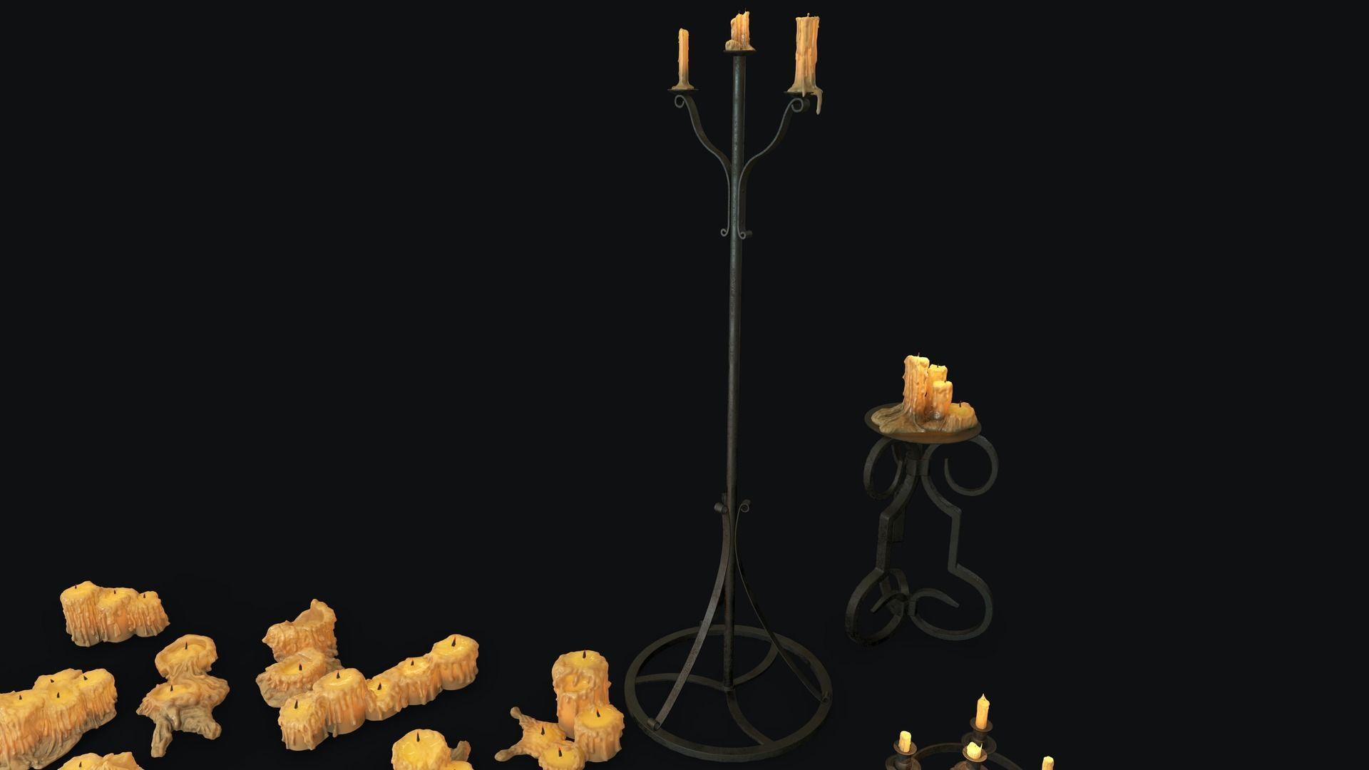Large Candles Collection Low-poly 3D model_26