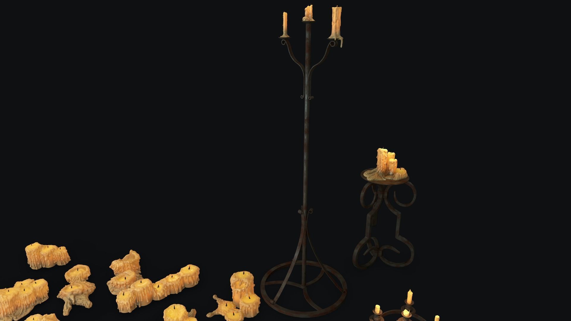 Large Candles Collection Low-poly 3D model_27
