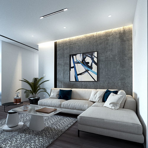 Paris living and dining room interior 3D print model