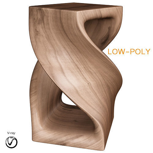 Twisted Wood Table 3d model Low-poly 3D model