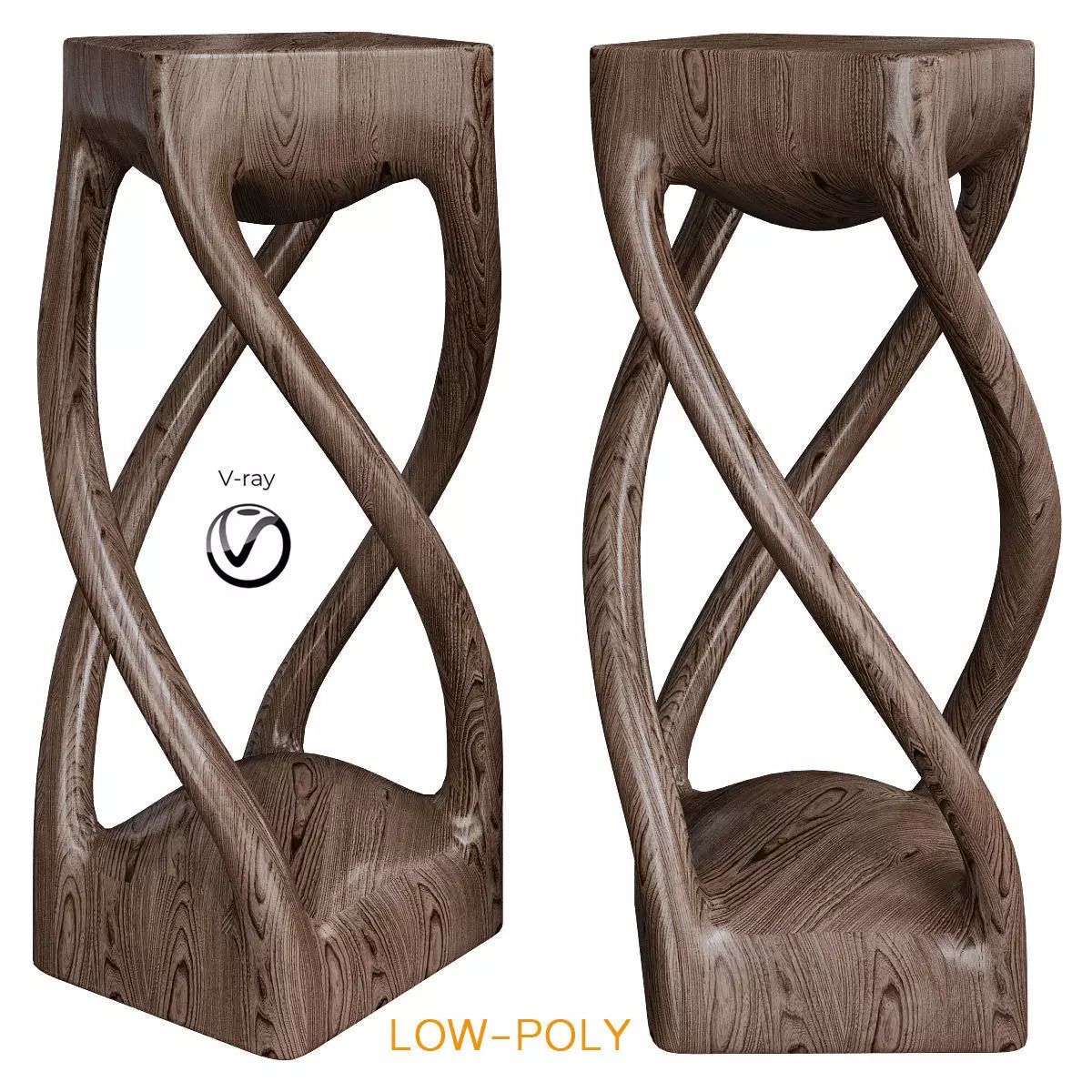 Haussmann Entry Table Or Stool Double Twist 3d model Low-poly 3D model_0