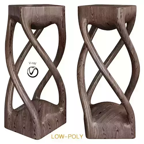 Haussmann Entry Table Or Stool Double Twist 3d model Low-poly 3D model