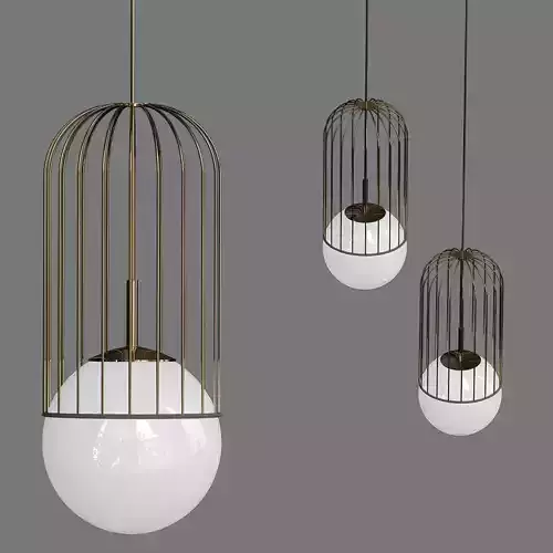 TELFORD three bird cage lamps with ball in middle