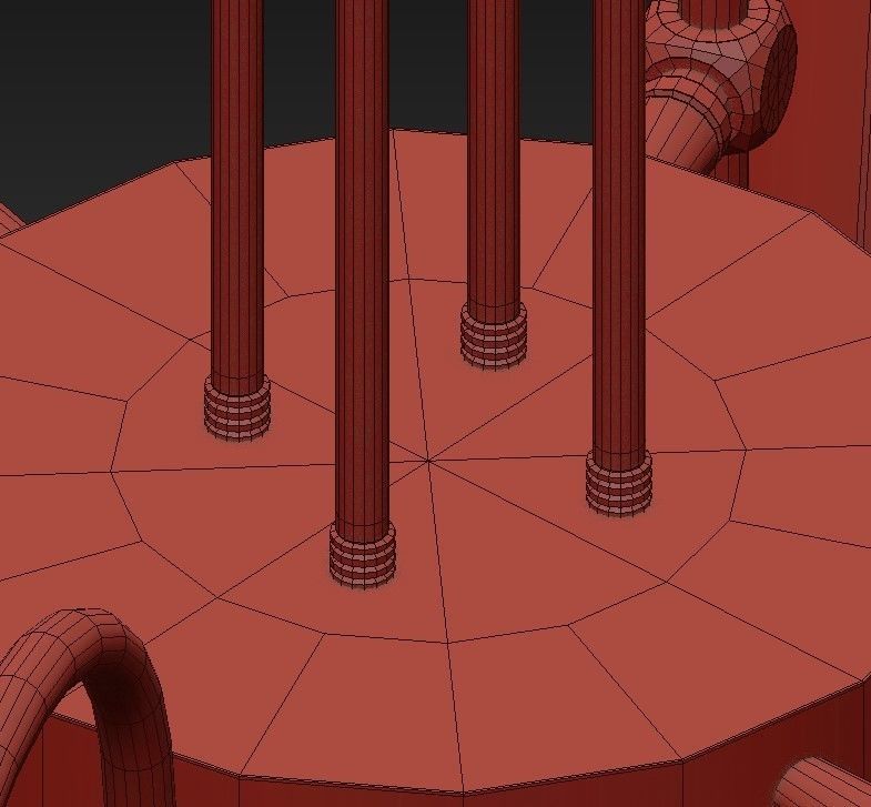 TYROL brass chandelier with five glass shades 3D model_6