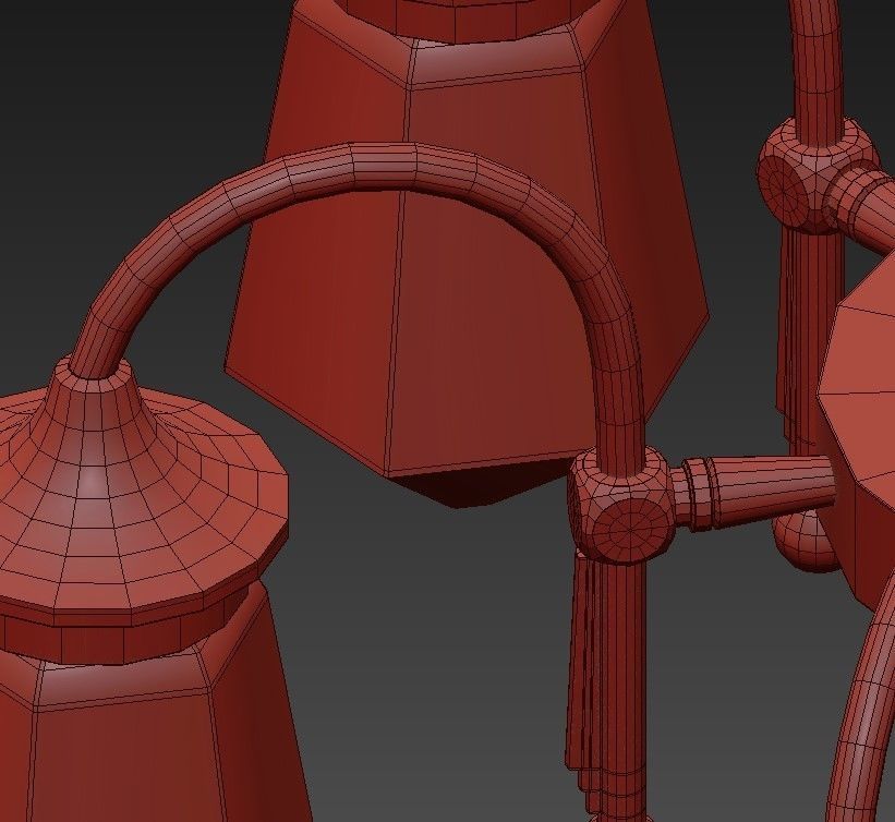 TYROL brass chandelier with five glass shades 3D model_7