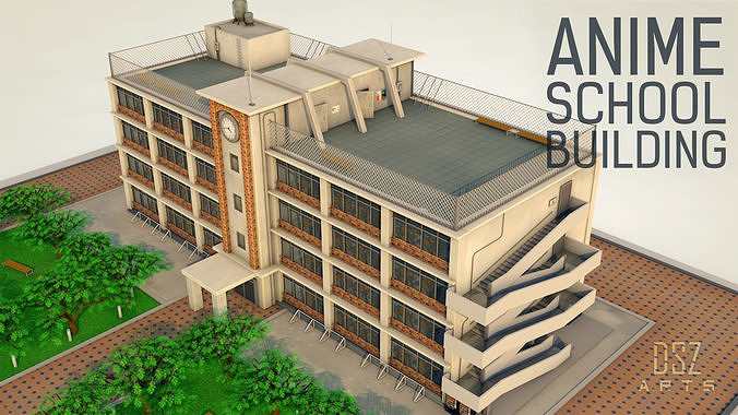 Anime School Building - 3D 3D model
