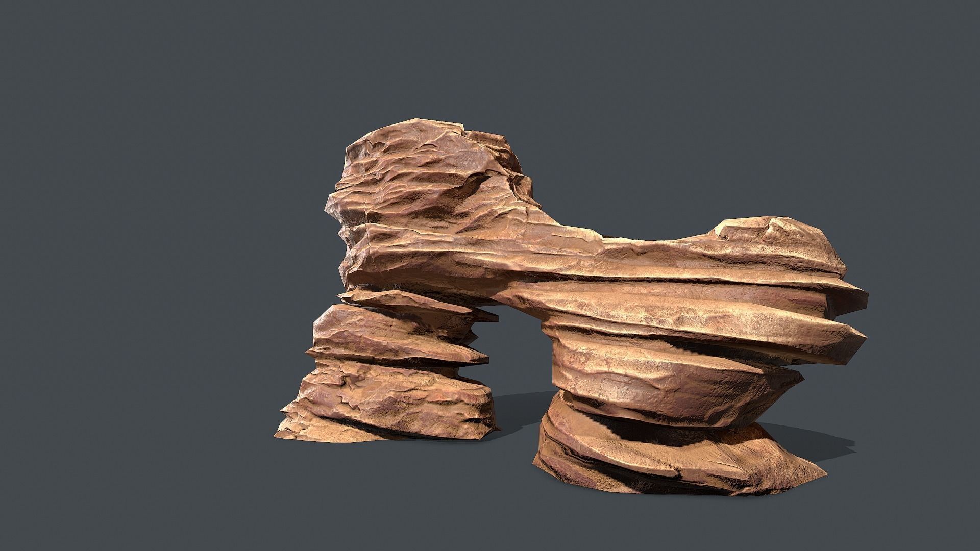 Red Rock Sandstone Pbr 7 Low-poly 3D model_1