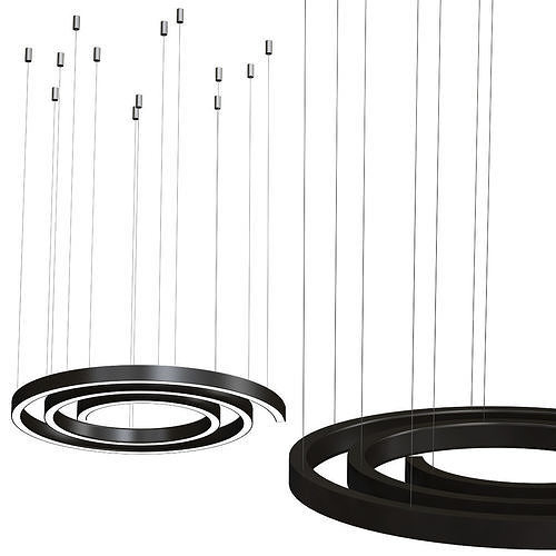 CONCEPT circular light fixture with two wires hanging from it 3D model