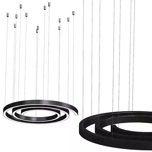 CONCEPT circular light fixture with two wires hanging from it 3D model