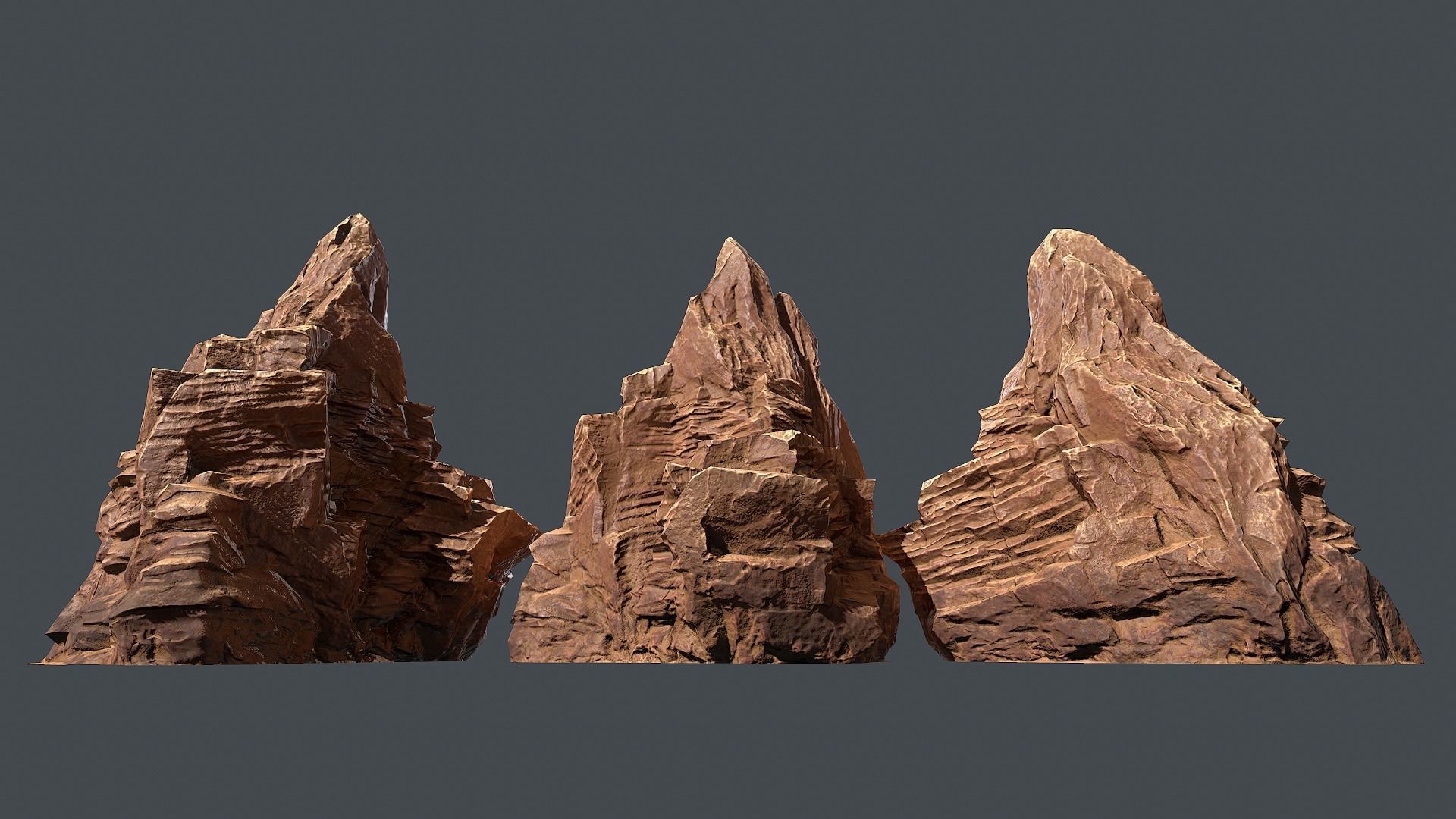 Red Rock Sandstone Pbr 6 Low-poly 3D model_8