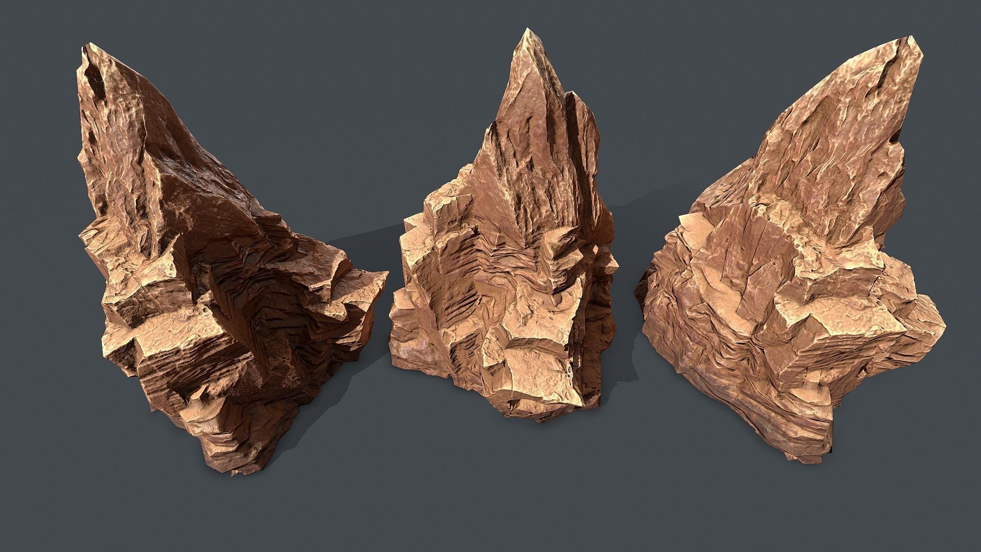 Red Rock Sandstone Pbr 6 Low-poly 3D model_7