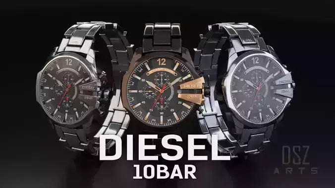 Diesel 10 Bar Watch 3D model