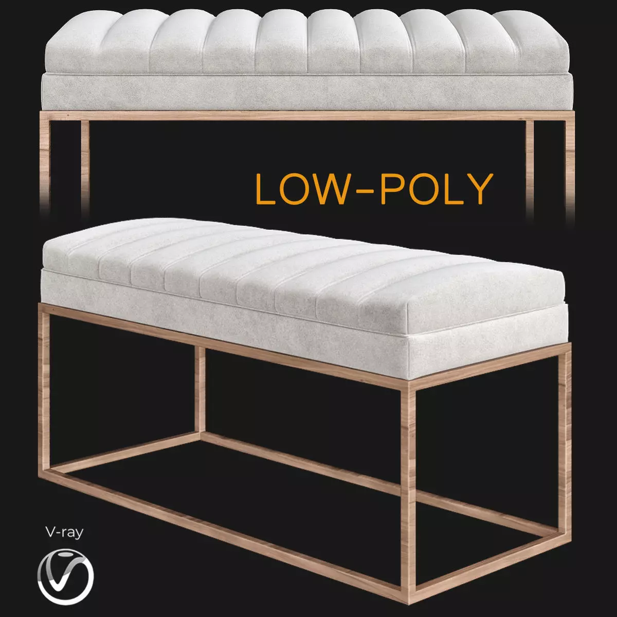 Darius Fabric Bench 3d model Low-poly 3D model_0