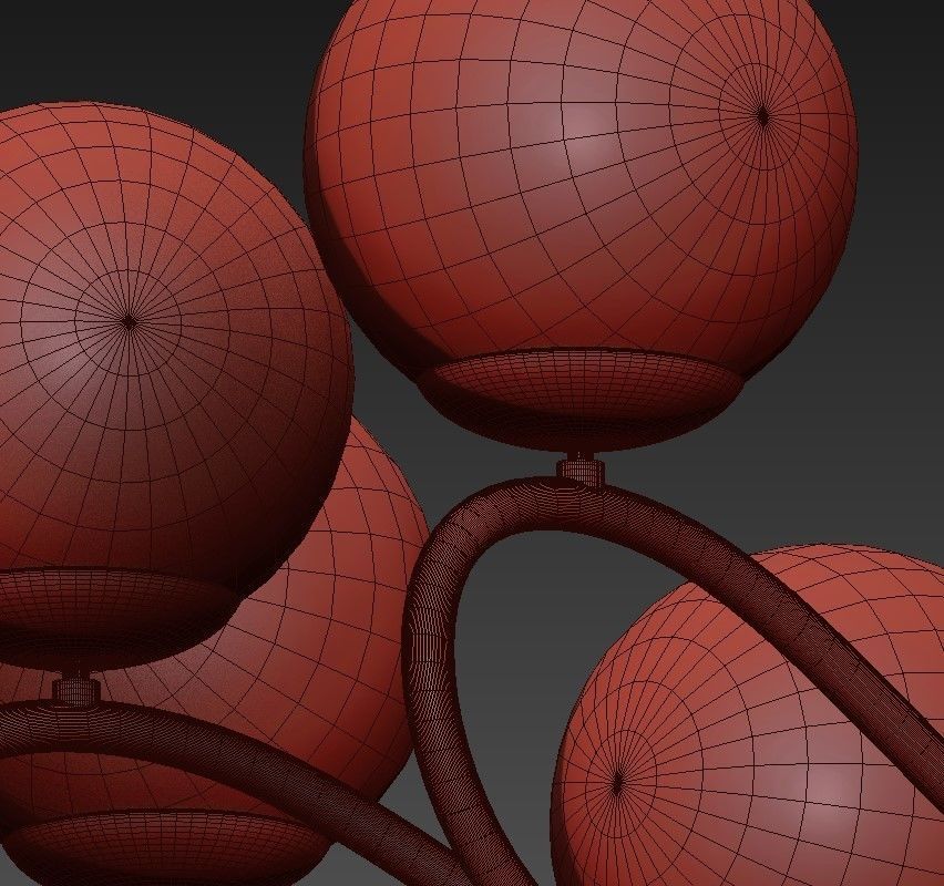 PAPILLON chandelier in brass with glass balls 3D model_6