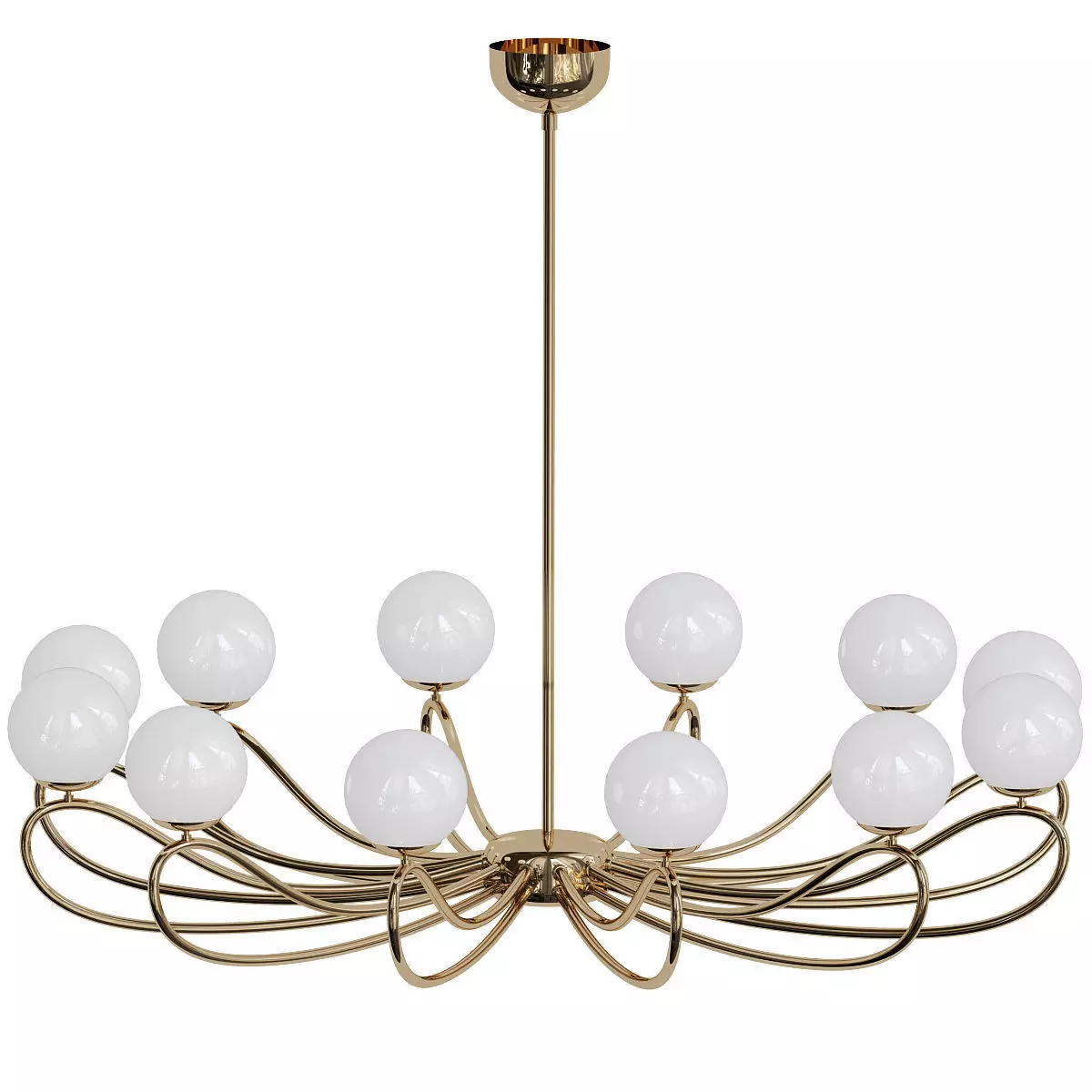 PAPILLON chandelier in brass with glass balls 3D model_0