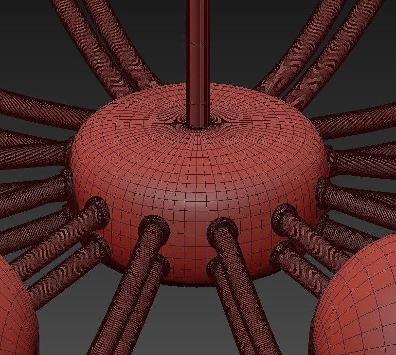 PAPILLON chandelier in brass with glass balls 3D model_7