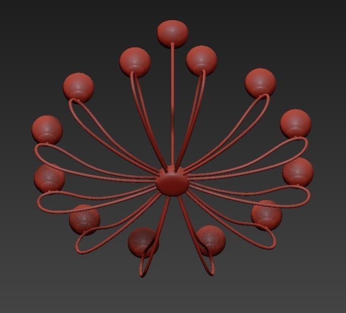 PAPILLON chandelier in brass with glass balls 3D model_2