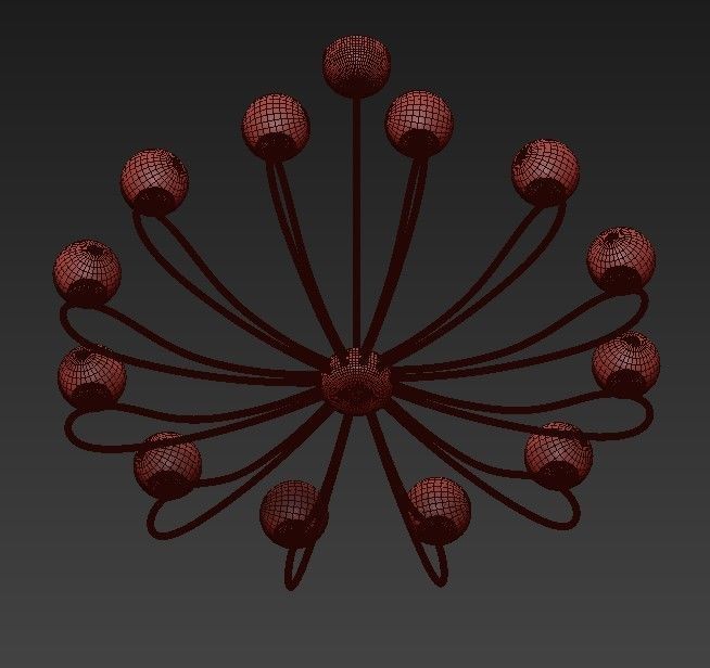 PAPILLON chandelier in brass with glass balls 3D model_3