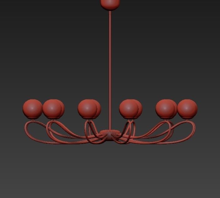 PAPILLON chandelier in brass with glass balls 3D model_1