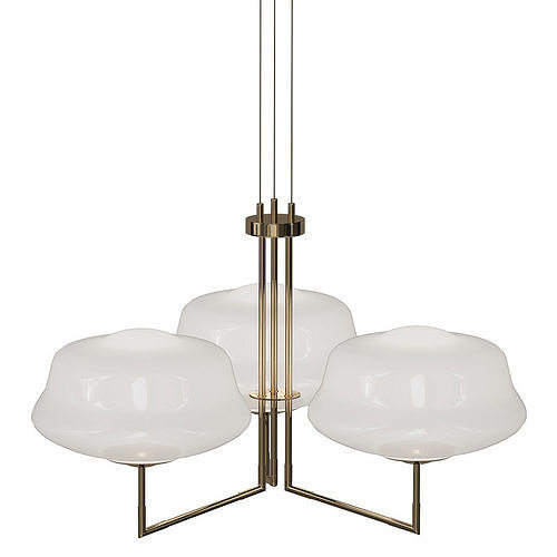NAIROBI three light chandelier in brass with glass shades 3D model