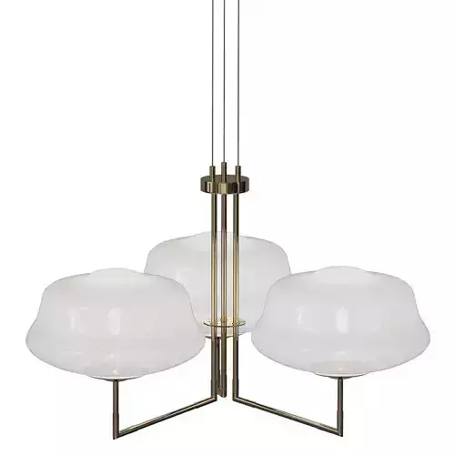 NAIROBI three light chandelier in brass with glass shades