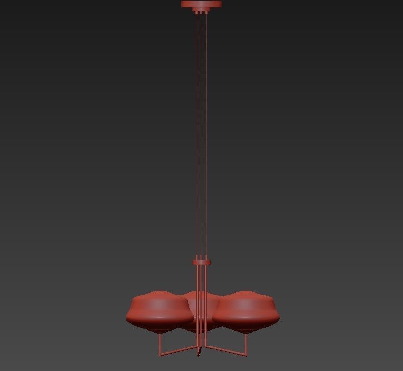 NAIROBI three light chandelier in brass with glass shades 3D model_1