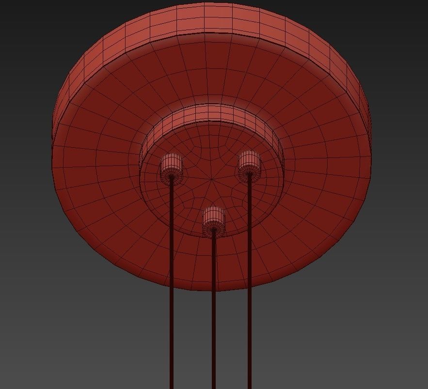 NAIROBI three light chandelier in brass with glass shades 3D model_5