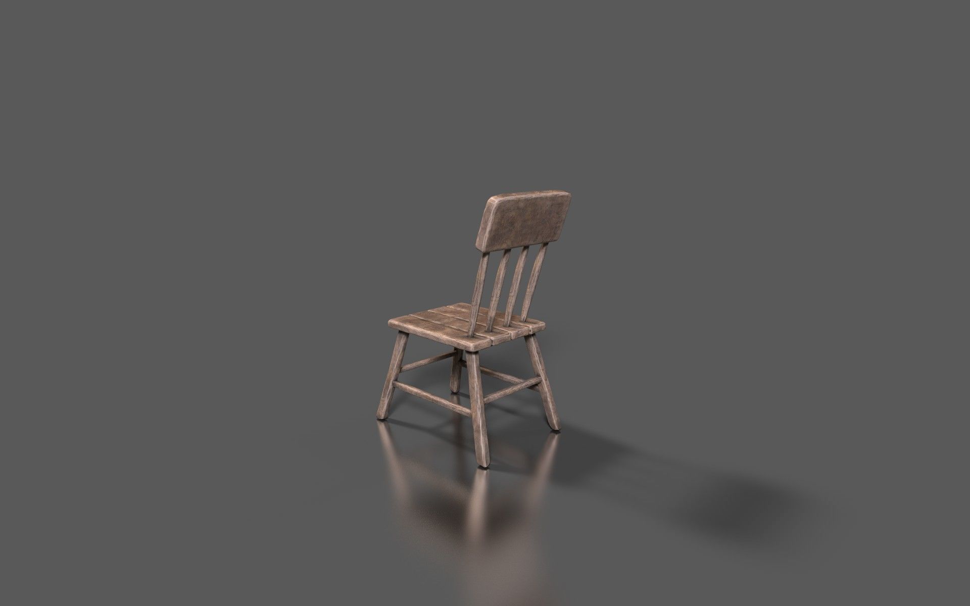 Wild West Basic Wooden Chair PBR Low-poly 3D model_1
