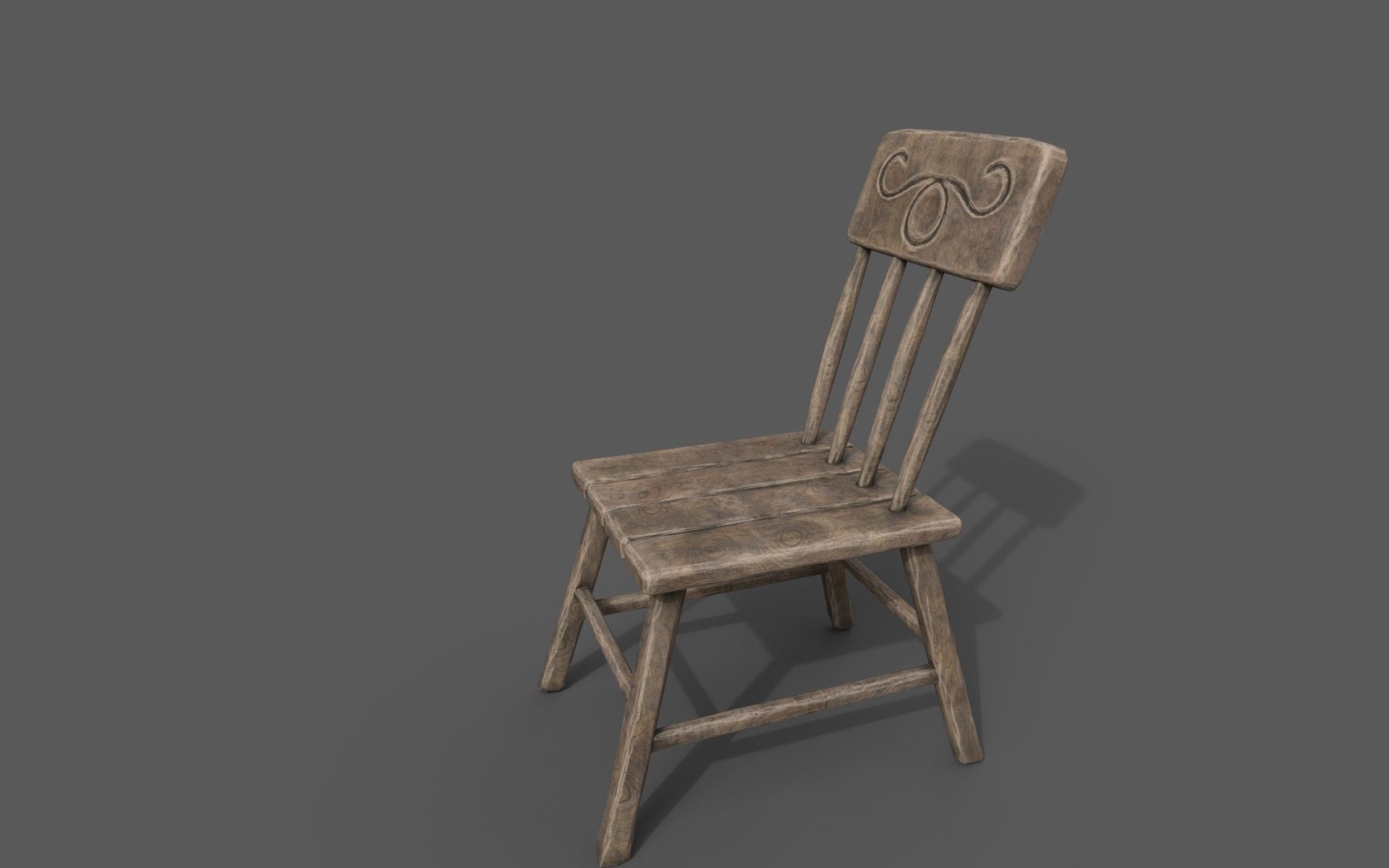 Wild West Basic Wooden Chair PBR Low-poly 3D model_2