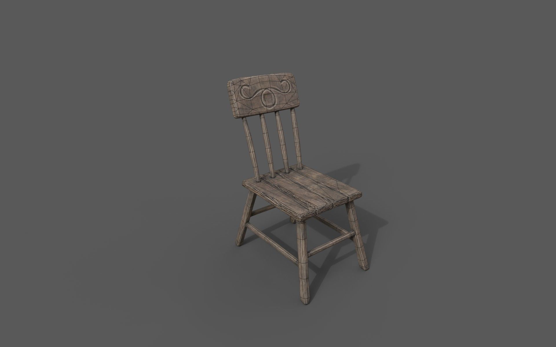 Wild West Basic Wooden Chair PBR Low-poly 3D model_4