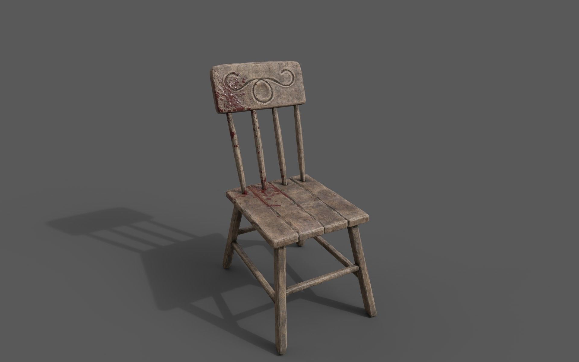 Wild West Basic Wooden Chair PBR Low-poly 3D model_3
