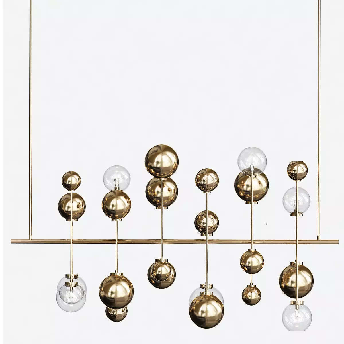 FLUXUS chandelier with balls hanging from it 3D model