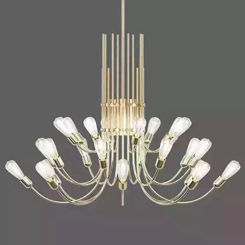 OCTUS modern chandelier in brass with light bulbs